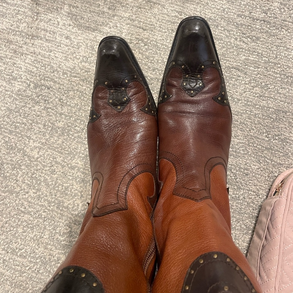 Stuart Weitzman Brown multi  Leather Cowboy Boots size 6